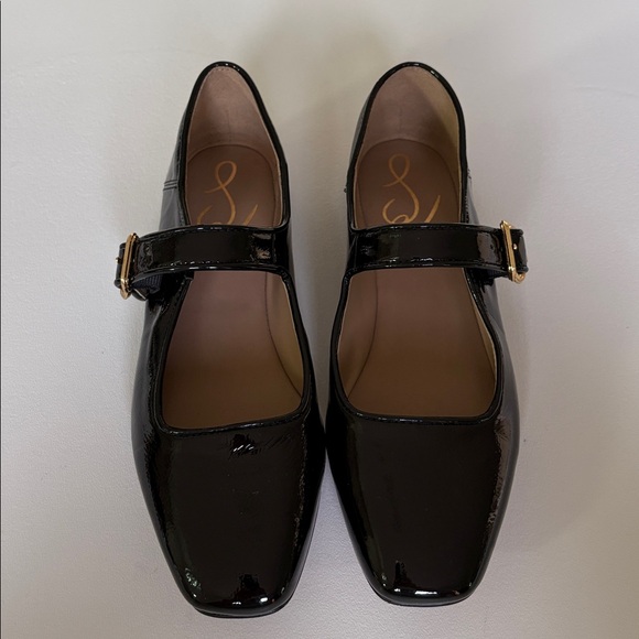 Sam Edelman Michaela Patent Leather Look Mary Jane Shoes Black Buckle Size 7.5 - Picture 3 of 12